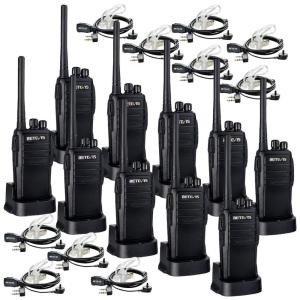 Rádio Comunicador Walkie Talkie Retevis RT21 com Fone de Ouvido, Longo Alcance, Alarme de Emergência, Mãos Livres, Portáteis (10 Unidades).