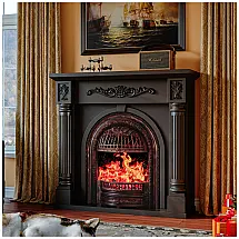 Lareira Elétrica SOOWERY HLGD05 45" (115 cm) de Piso com Manto em Madeira Maciça e Colunas Romanas 1400 W Uso Interno