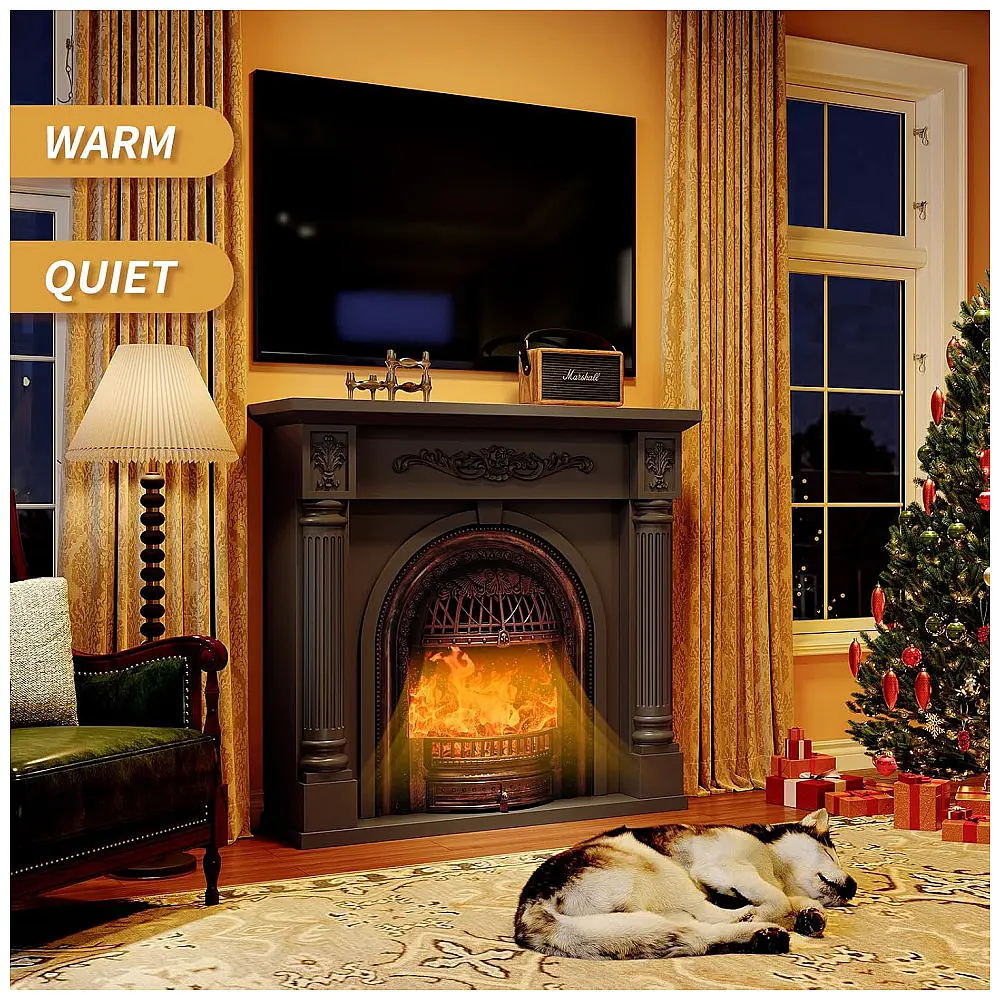 Lareira Elétrica SOOWERY HLGD05 114 cm com Mantel Colunas Romanas Inserto Gaiola Bronze — foto 3