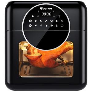 Fritadeira Elétrica Air Fryer sem Óleo 10 L Forno Multifuncional 1500W, 110v, COSTWAY, Preto
