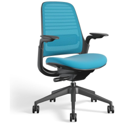 Cadeira de Escritório Ergonômica Giratória com Encosto Médio, STEELCASE 435A00, Azul Claro