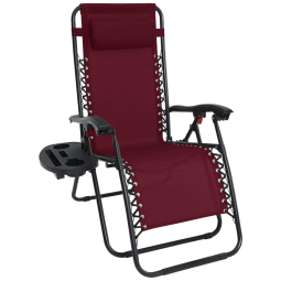 Cadeira Reclinável Ajustável Gravidade Zero com Apoio de Cabeça e Porta Copos, ABCCANOPY Patiochair reclining, Vermelho