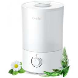 Umidificador Ultrassônico para Quarto 4L com Difusor de Óleo e Névoa Ajustável, Grelife, Branco