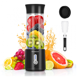 Liquidificador Pessoal Portátil 500mL Recarregável USB e Material Livre de BPA, 110V, DoubleCare, Preto
