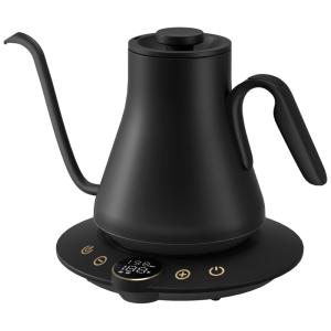 Chaleira Elétrica Gooseneck Intasting, Controle de Temperatura, Interior em Aço Inox, Aquecimento Rápido, 0,9L - Preto