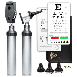 Conjunto de Otoscópio ZetaLife, Profissional, ZYREV, Prateado