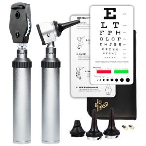 Conjunto de Otoscópio ZetaLife, Profissional, ZYREV, Prateado