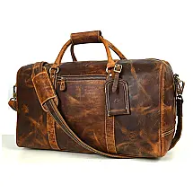 Bolsa de Viagem Masculina Clássica em Couro Marrom AARON LEATHER GOODS Estilo Vendimia, Resistente e Elegante