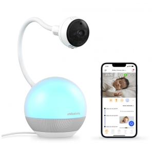 Babá Eletrônica com Câmera HD, Sensor de Temperatura, Monitor de Sono e Luz Noturna, 110V, Chillax DM600, Branco