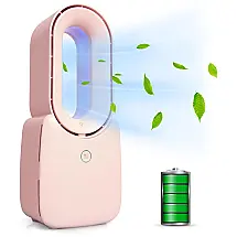 Ventilador de Mesa sem Lâmina, Portátil e Recarregável, 5V 5W, CONBOLA, Rosa.