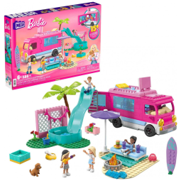 Kit de Construção Acampamento da Barbie com 580 Peças e 4 Micro Bonecas, Rosa