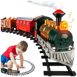 Conjunto de Trem Trenzinho Elétrico Escala 187, 4 Cavalos e 10 Trilhos, ATLASONIX TrainSet2019, Verde