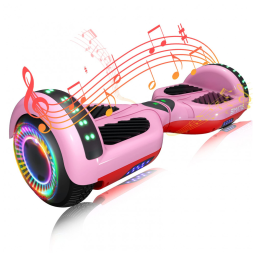 Hoverboard SIMATE Rosa 6,5" com Bluetooth, Luzes LED e Certificação UL2272 – Até 13,7 km/h, Autonomia de 12,8 km