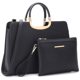 Bolsa Feminina de Ombro com Alça Superior e Carteira Combinando, DASEIN XL 19 2828 BK FBA, Preto