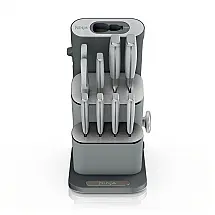NeverDull 10-Piece Steel Knife Set with Removable Sharpener. Grey