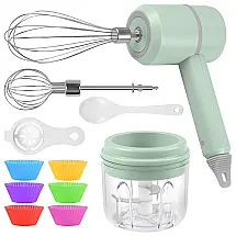 Batedeira de Mão com 3 Velocidades e Acessórios de Aço Inox, 20W, Branca, 110v, GINTAN, Branco