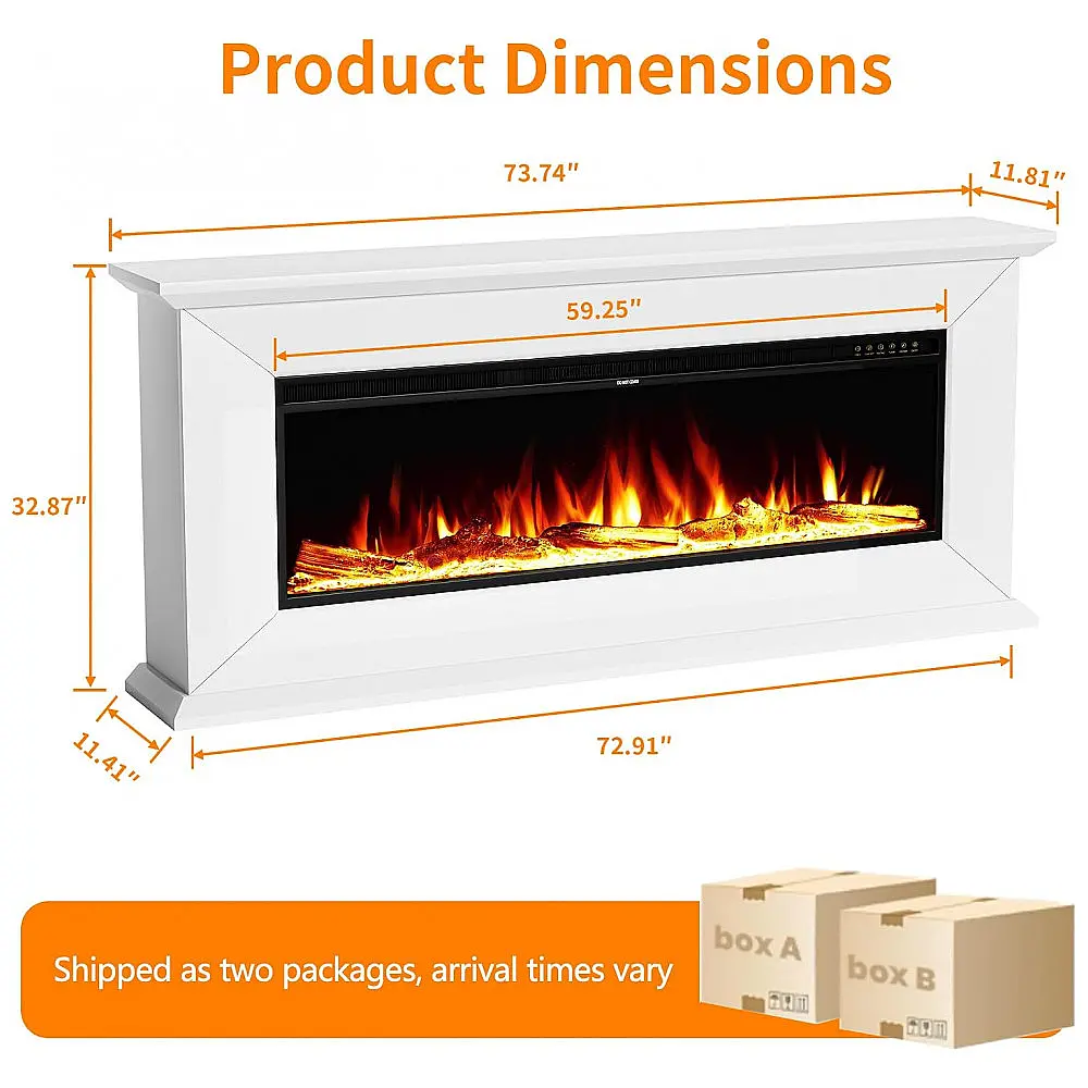 Lareira Elétrica NexFurn 187x85cm 1500W Rack TV Chamas LED Branca 110V — foto 2
