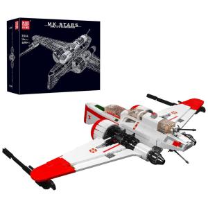 Kit de Construção Star Plan Toy ARC-170 Starfighter Spaceship com 4698 Peças para Crianças e Adultos, Mould King, Branco e Vermelho