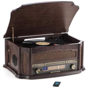 Vitrola Toca Discos 3 Velocidades, sem fio, com USB e Controle Remoto, 33 RPM, RCM MC 255BT, Marrom