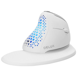 Mouse Ergonômico sem Fio Reduz a Tensão do Pulso com 3 Conexões Bluetooth, 7200 DPI, DELUX SEEKER M618SXD, Branco