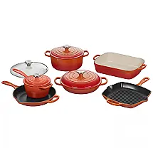 Conjunto de Panelas e Frigideira de Ferro Fundido, 10 Peças, LE CREUSET MS2110 2SS, Laranja