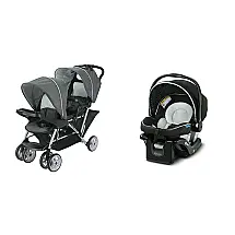 Carrinho de Bebê Duplo Graco DuoGlider com Assento para Bebê Graco SnugRide 35 Lite LX - Conjunto de Carrinho e Assento de Carro