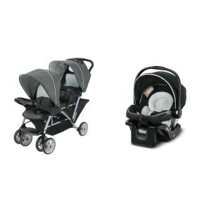 Carrinho de Bebê Duplo Graco DuoGlider com Assento para Bebê Graco SnugRide 35 Lite LX - Conjunto de Carrinho e Assento de Carro