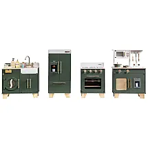 Mini Cozinha Educativa de Madeira Vintage ROBUD c/ Acessórios - Presente para Crianças de 3 a 8 Anos - Conjunto 4 Peças
