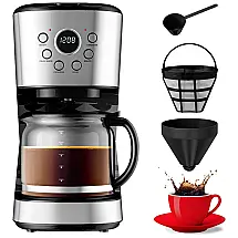 Cafeteira Elétrica Programável com Tela LCD e Antigotejamento, 110v, SAFEPLUS, Cinza