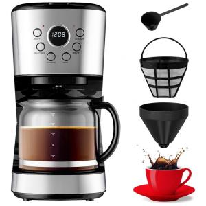 Cafeteira Elétrica Programável com Tela LCD e Antigotejamento, 110v, SAFEPLUS, Cinza