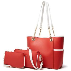 Lifetooler Conjunto de Bolsas Femininas de Ombro Espaçosa, 3 Unidades, Vermelha