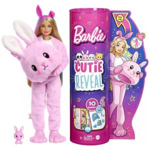 Cutie Revelação com Fantasia de Coelho e 10 Surpresas Incluindo 1 Mini Pet com Mudança de Cor, BARBIE HHG19, Rosa