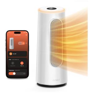 Aquecedor Elétrico de Cerâmica com Termostato, Silencioso e Luz Noturna RGB, 110V 1500W, CLEVAST, Branco