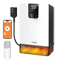 Aquecedor de Parede Inteligente GiveBest Branco PTC 1500W ECO 5 Modos Timer 24h App IP24 ALCI Controle Remoto 120V