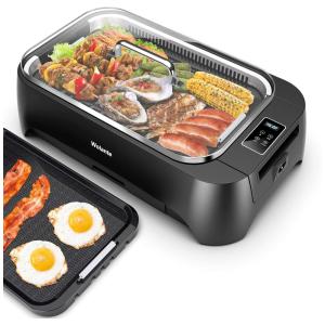 Grelhador elétrico interno sem fumaça Grelhador elétrico, grelha antiaderente intercambiável Wolante para churrasco com tecnologia de