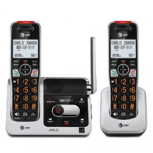 Telefone Sem Fio AT&T BL1022 DECT 6.0 com 2 Aparelhos, Bloqueador de Chamadas e Identificador de Chamadas em Prata - Kit Residencial