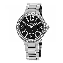 Relógio Allure 480 35mm com mostrador preto e pulseira de aço inoxidável prateado da Stuhrling.