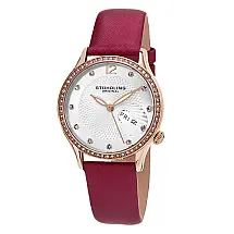 Relógio Symphony 801 Rosa, quartzo 36mm clássico Stührling pulseira couro legítimo