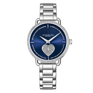 Relgio Stuhrling Valentina 3910 Fashion 38mm - Mostrador Azul e Pulseira de Ao Inoxidvel Prateado