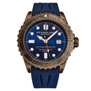 Relógio Masculino Stuhrling Heritage Diver Automático 44mm, Azul