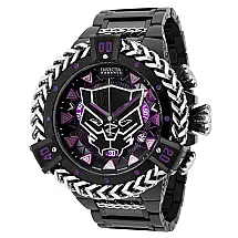 Relgio masculino Marvel Black Panther Swiss Ronda Z60 calibre com mostrador em madreprola - 53 mm. Ao. Preto 36402
