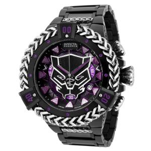 Relgio masculino Marvel Black Panther Swiss Ronda Z60 calibre com mostrador em madreprola - 53 mm. Ao. Preto 36402