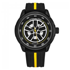 Relógio Masculino Stuhrling Aviador 984 Quartzo 44mm, Preto e Amarelo