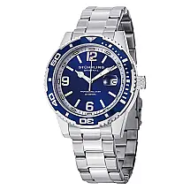 Regata 415 com mostrador azul e pulseira de aço inox prateado, da marca Stuhrling.