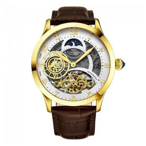 Relógio Masculino Stuhrling Radiant 925 Automático 44mm, Marrom e Dourado