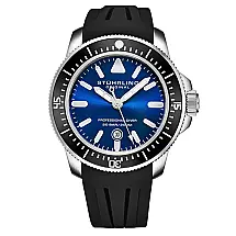 Relgio Maritimer 935 43mm, Mostrador Azul, Pulseira de Borracha Preta, Stuhrling