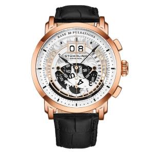 Relógio Masculino Stuhrling Imperia 4013 Quartzo 44mm com Cronógrafo, Preto