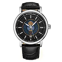 Relógio Masculino Stuhrling Dueto 42mm Quartzo Preto - Design Elegante e Resistente