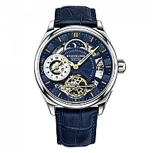 Relógio Stuhrling Presidia 943A Automático 42mm Azul com Pulseira de Couro Azul - Mostrador 42 mm