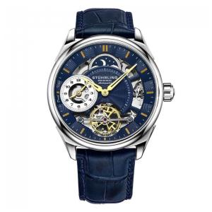 Relógio Stuhrling Presidia 943A Automático 42mm Azul com Pulseira de Couro Azul - Mostrador 42 mm